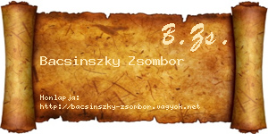 Bacsinszky Zsombor névjegykártya